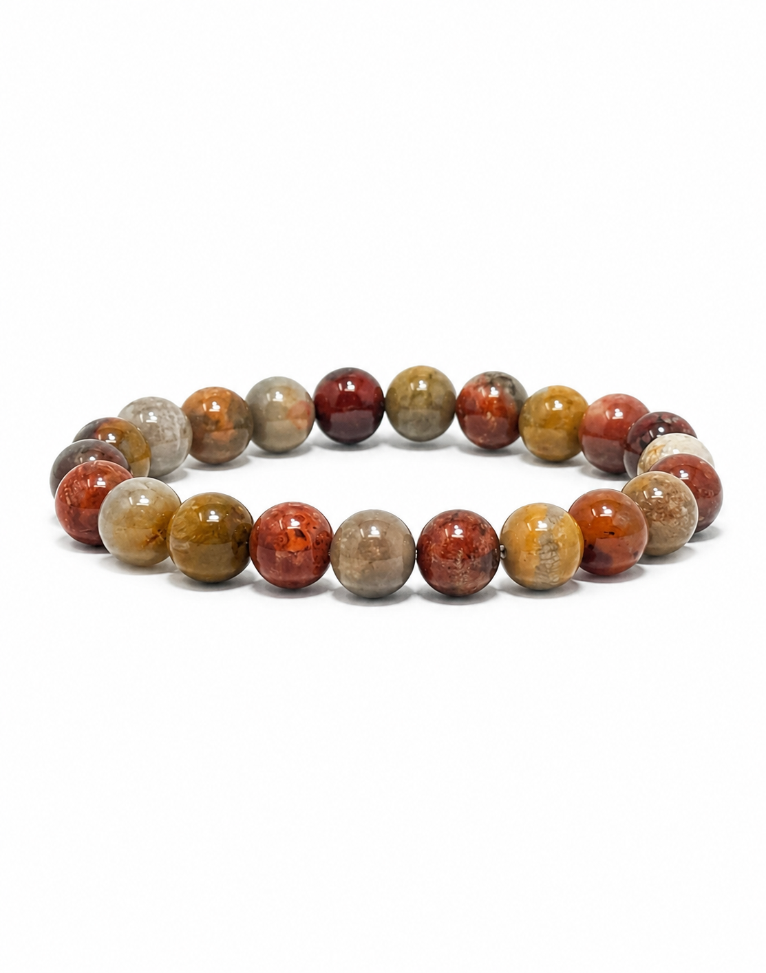 Coralline Harmony — Natural Multicolor Coral Jade Bracelet