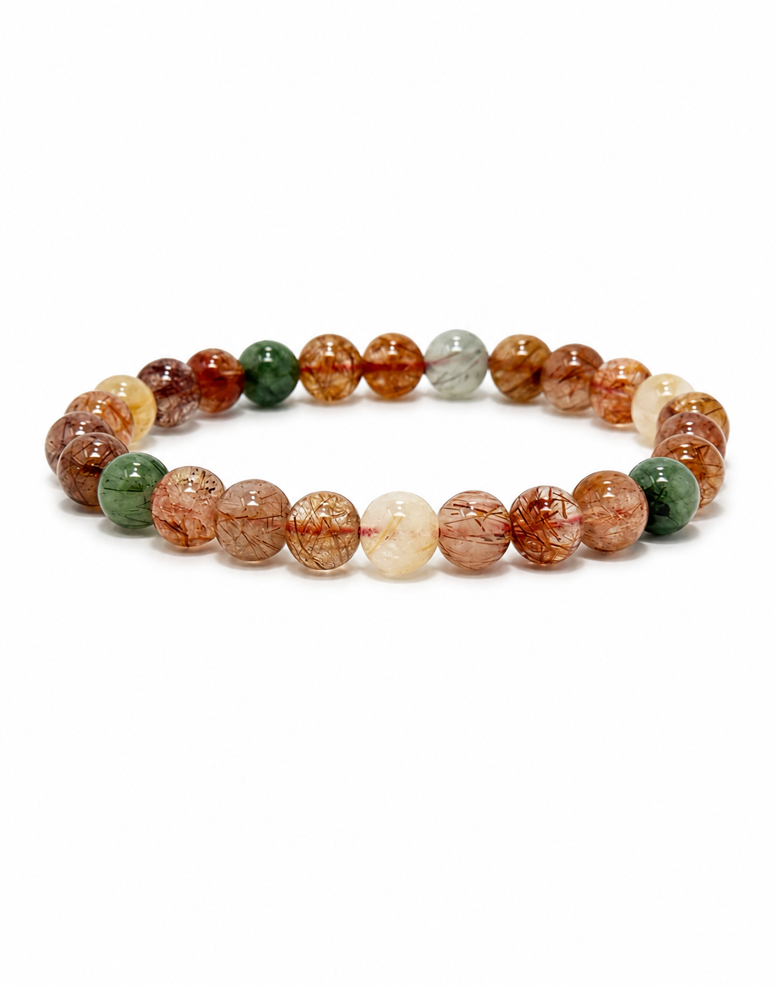 Prismatic Threads — Multicolor Rutilated Quartz Bracelet