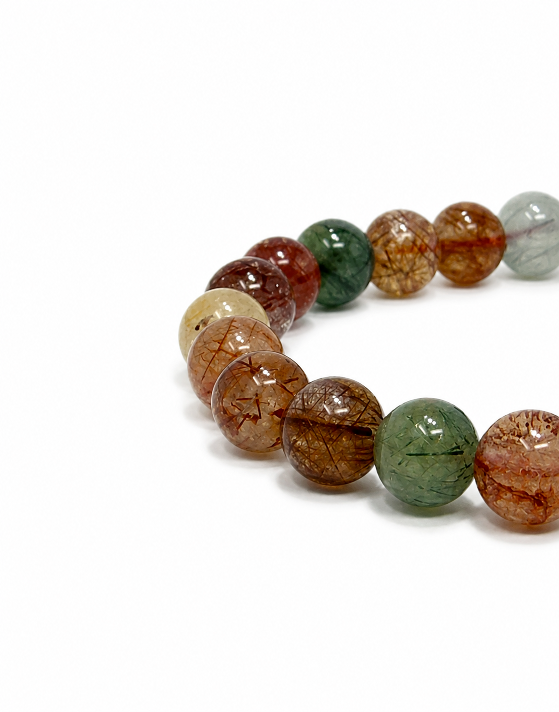 Prismatic Threads — Multicolor Rutilated Quartz Bracelet