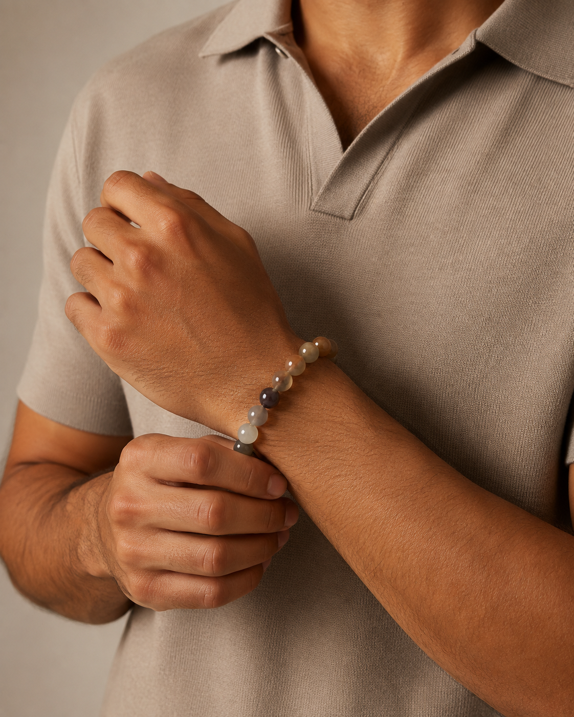 Lunar Prism — Rainbow Moonstone Bracelet