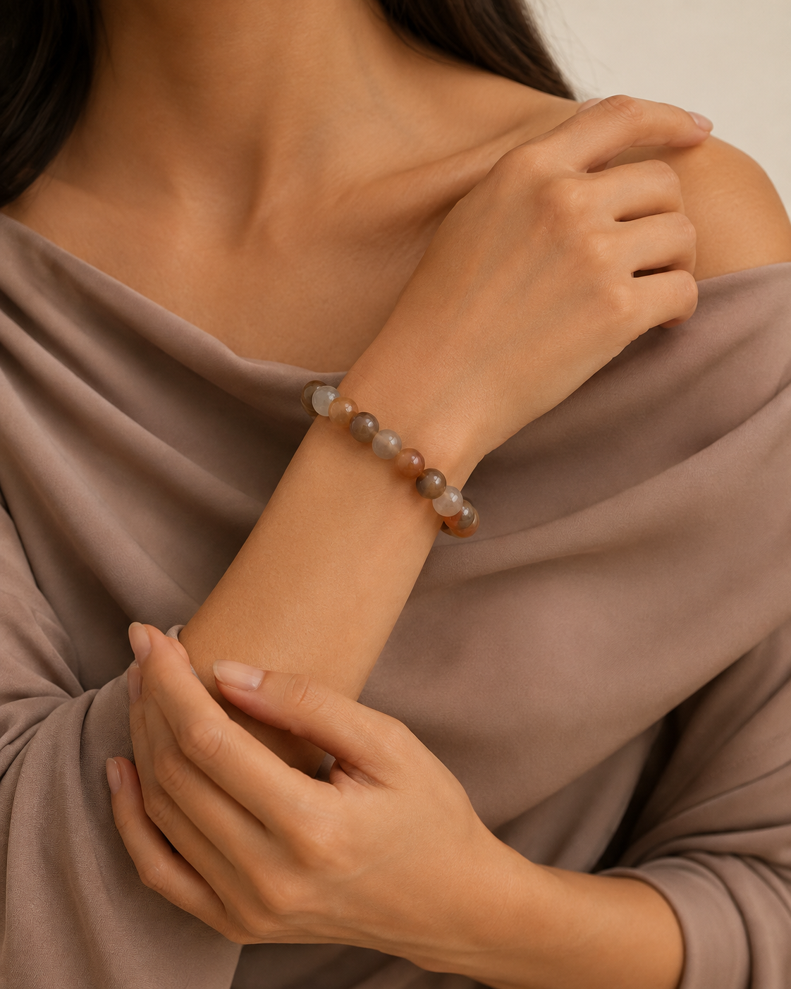 Lunar Prism — Rainbow Moonstone Bracelet